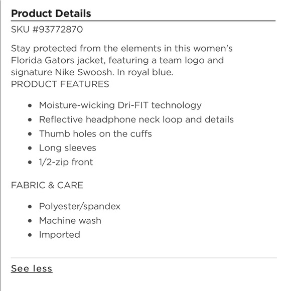 Florida Gators Nike Dri-Fit Half Zip Jacket - Picture 3 of 8